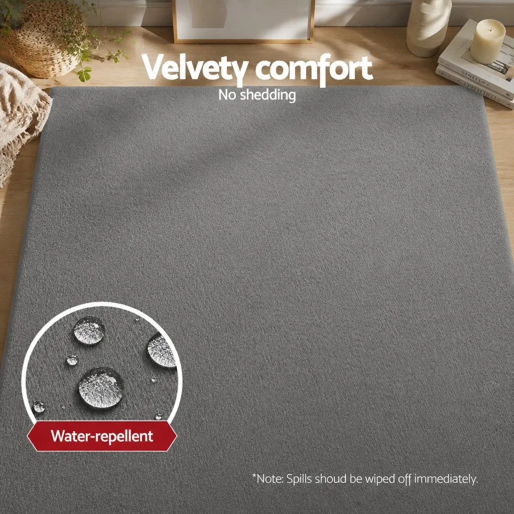 Tatami Floor Mat Coral Velvet 200cm x 200cm Grey