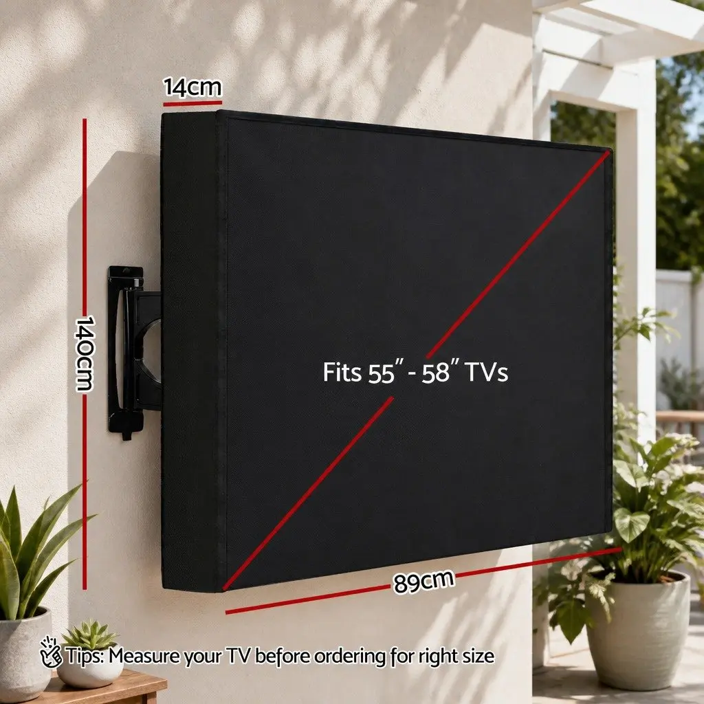 TV Cover PVC Coated Oxford Cloth 55-58 Inch Black