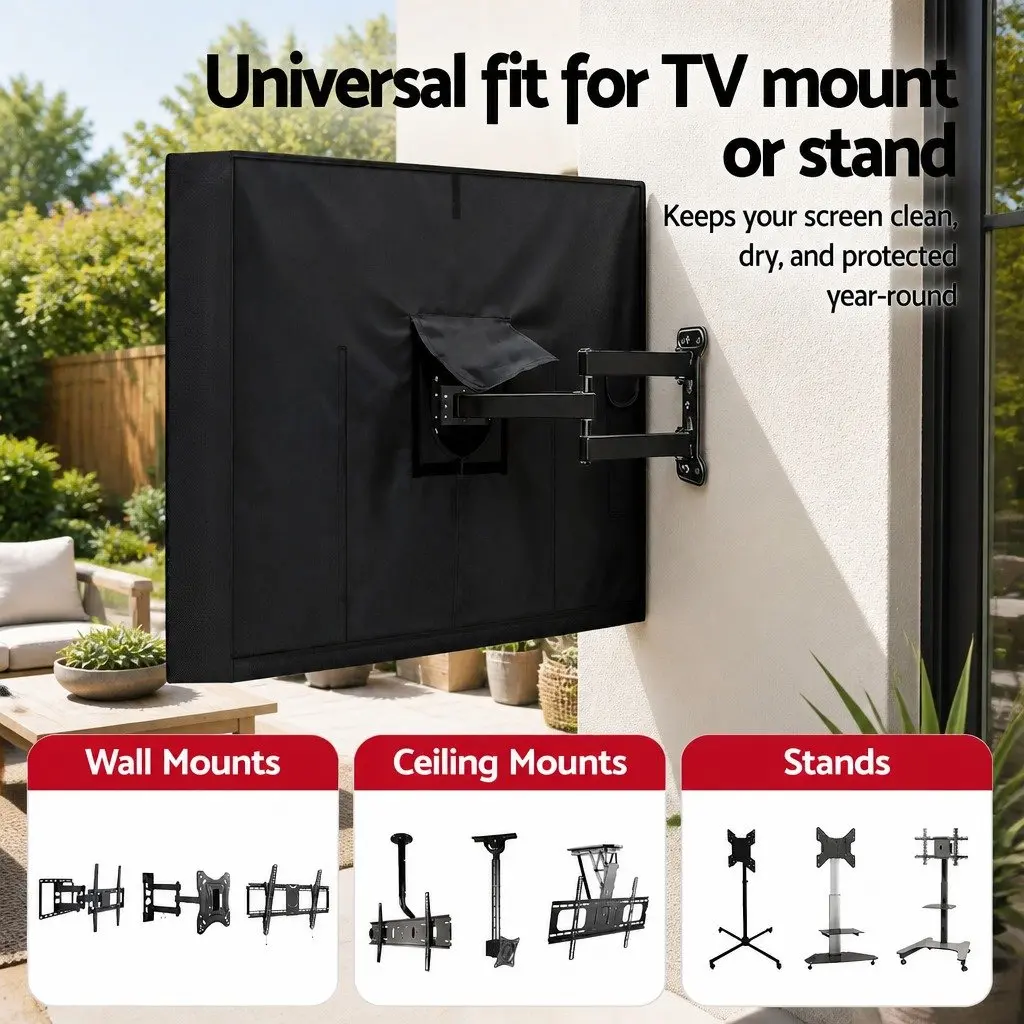 TV Cover PVC Coated Oxford Cloth 55-58 Inch Black