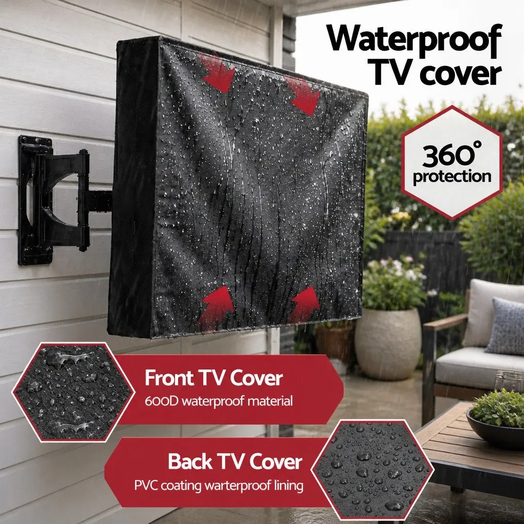 TV Cover PVC Coated Oxford Cloth 55-58 Inch Black