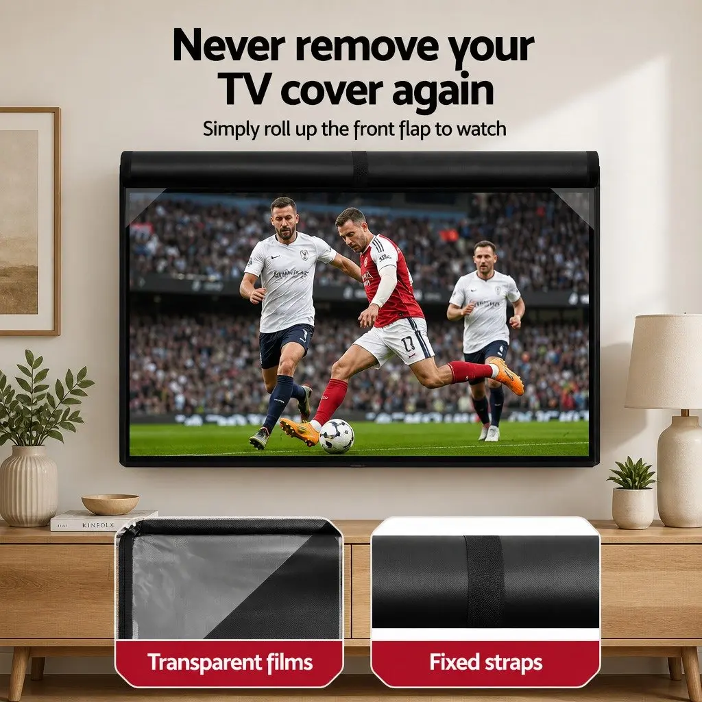 TV Cover PVC Coated Oxford Cloth 55-58 Inch Black