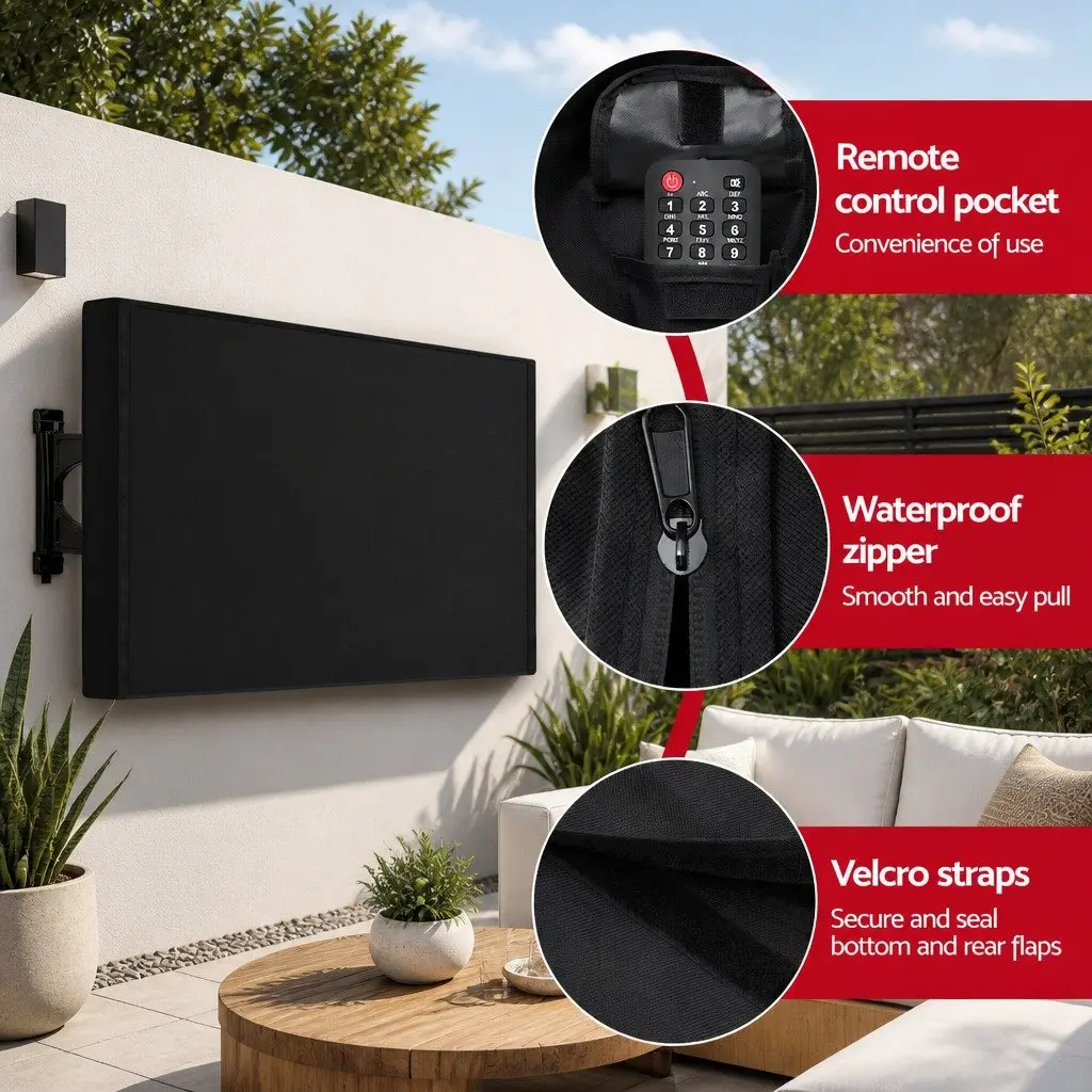 TV Cover PVC Coated Oxford Cloth 55-58 Inch Black