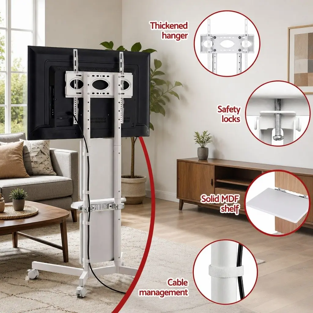 Mobile TV Stand for 32-65 Inch Displays