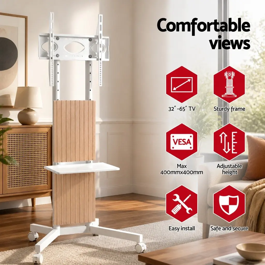 Mobile TV Stand for 32-65 Inch Displays