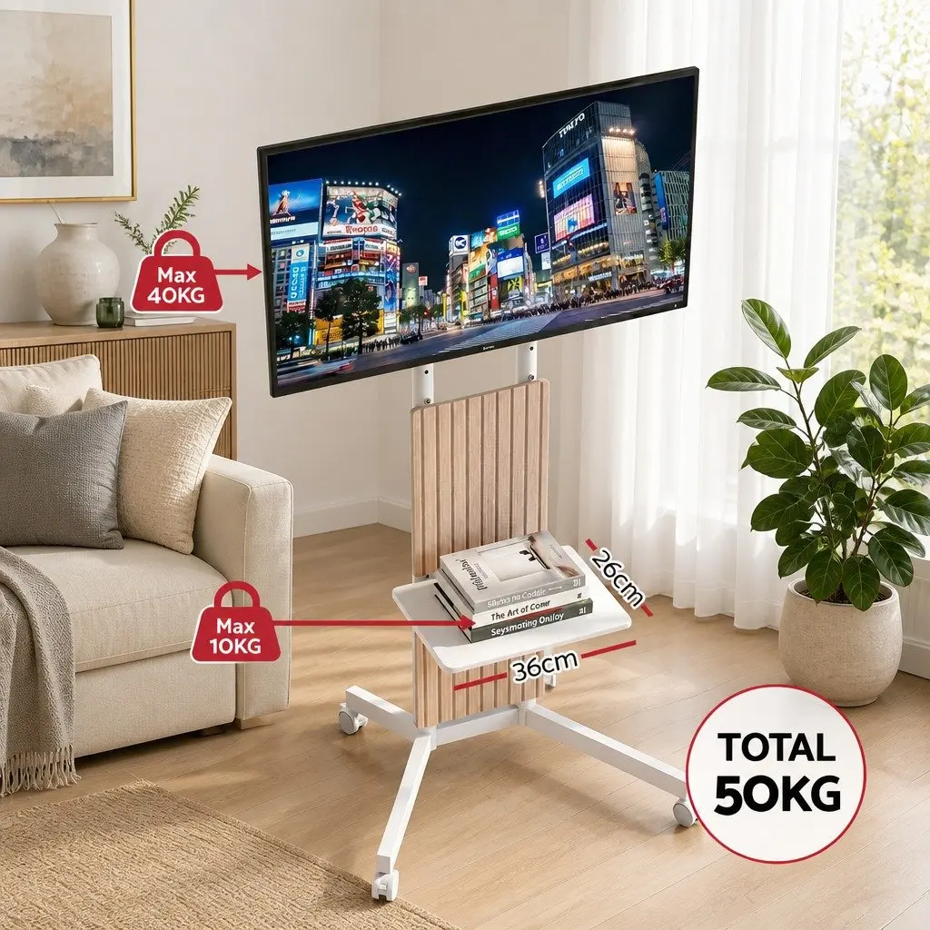 Mobile TV Stand for 32-65 Inch Displays