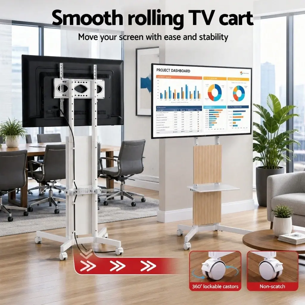 Mobile TV Stand for 32-65 Inch Displays