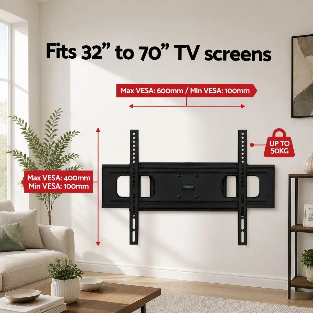TV Wall Mount Bracket Iron 32"-70" Adjustable Full Motion Tilt Swivel Black