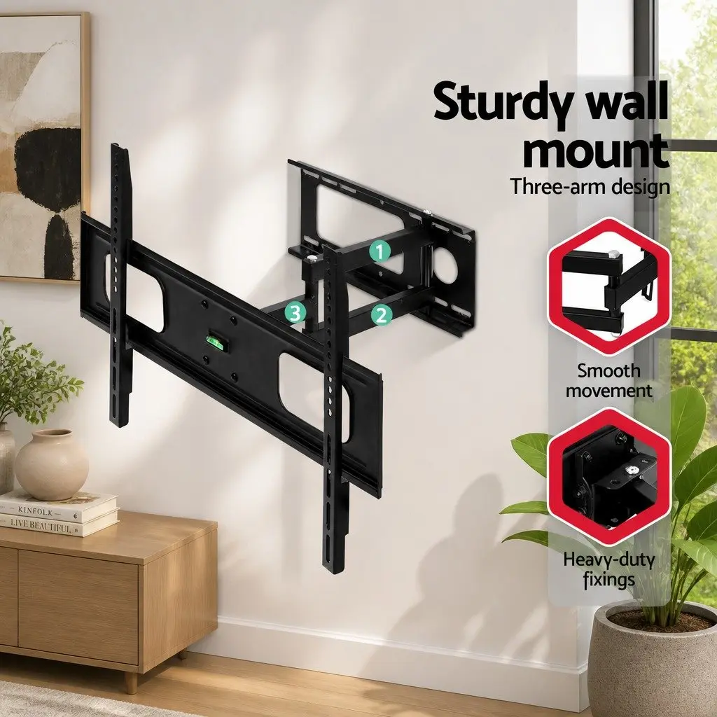 TV Wall Mount Bracket Iron 32"-70" Adjustable Full Motion Tilt Swivel Black