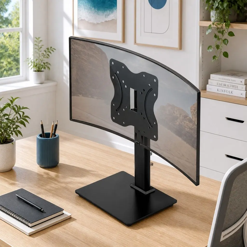 TV Stand Bracket Steel Tempered Glass 19-43 inch Black