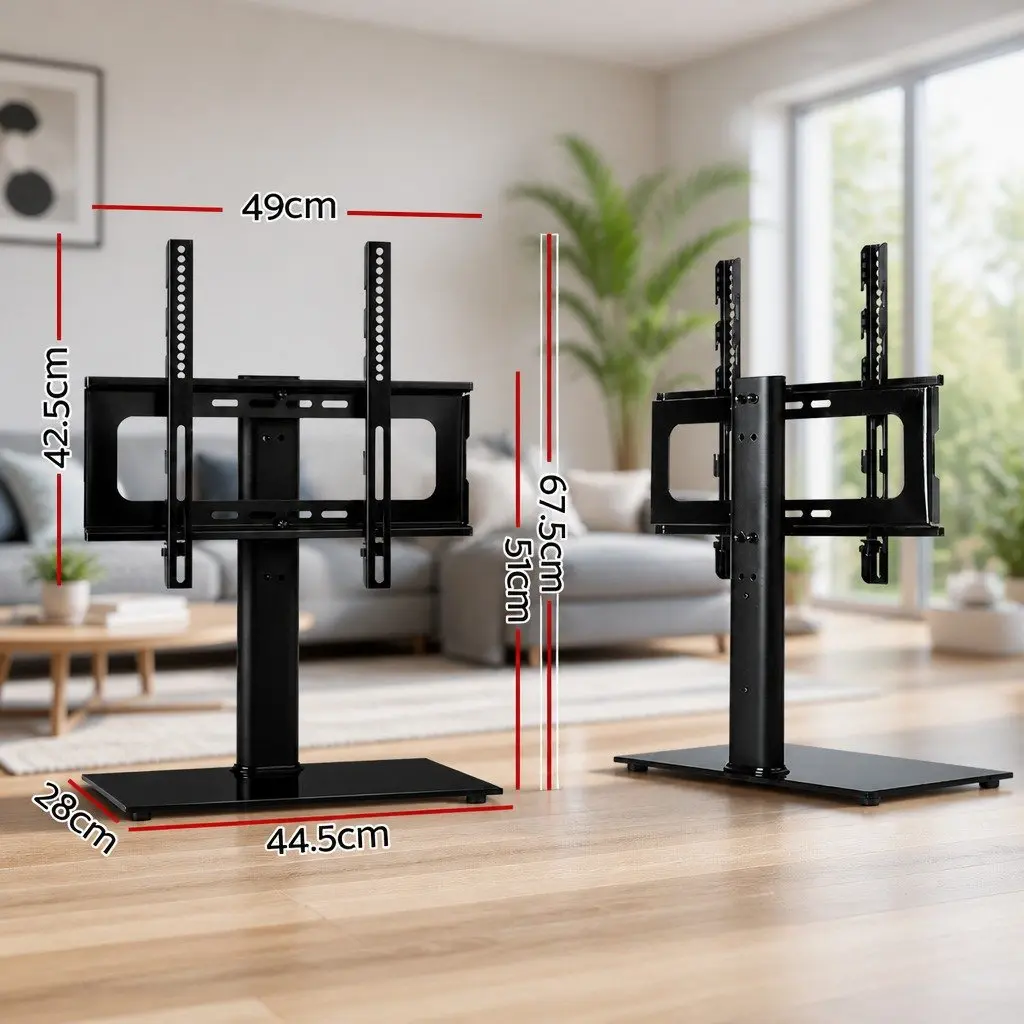 TV Stand Mount Bracket Metal Tempered Glass 32"-55" Black