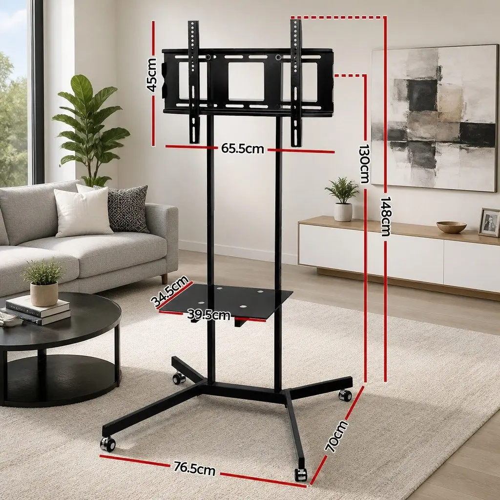 Mobile TV Stand Bracket for 32"-65" TVs with Shelf