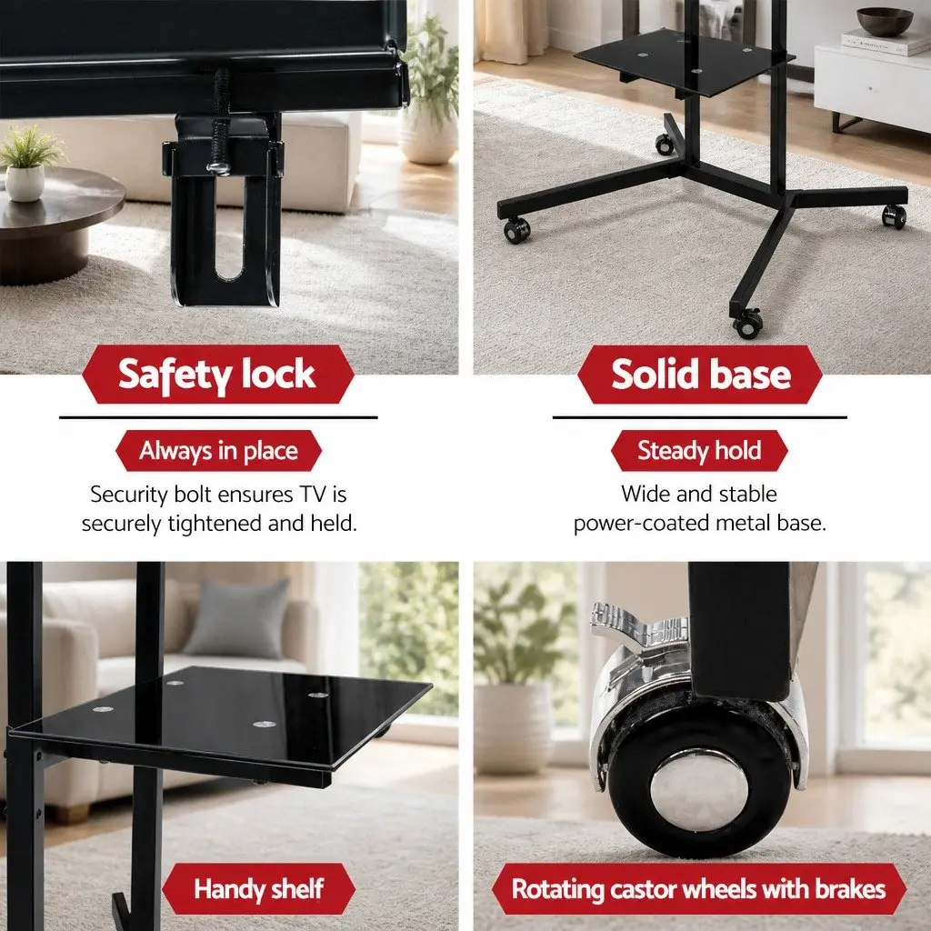 Mobile TV Stand Bracket for 32"-65" TVs with Shelf