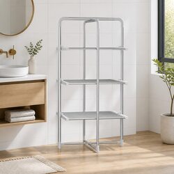 Electric Heated Towel Rail Rack 30 Bars Foldable Clothes Dryer Warmer Silver