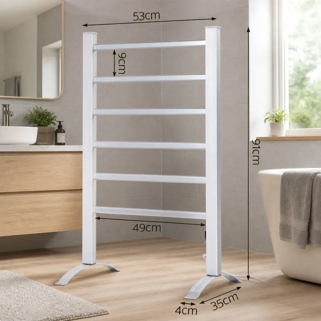 6-Bar Electric Heated Towel Rail with Timer