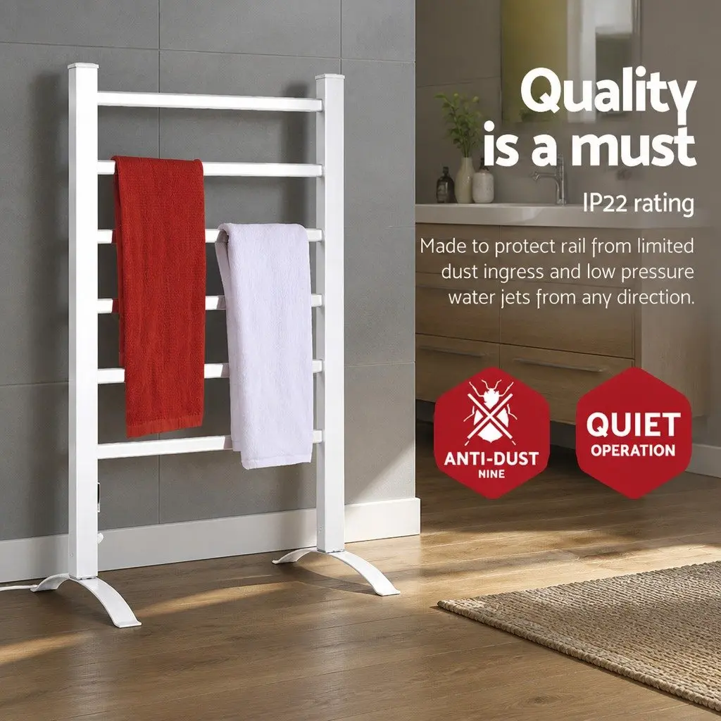 6-Bar Electric Heated Towel Rail with Timer