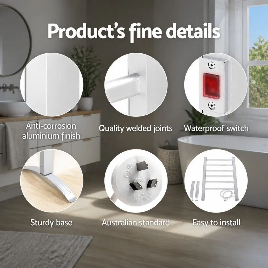 6-Bar Electric Heated Towel Rail Rack