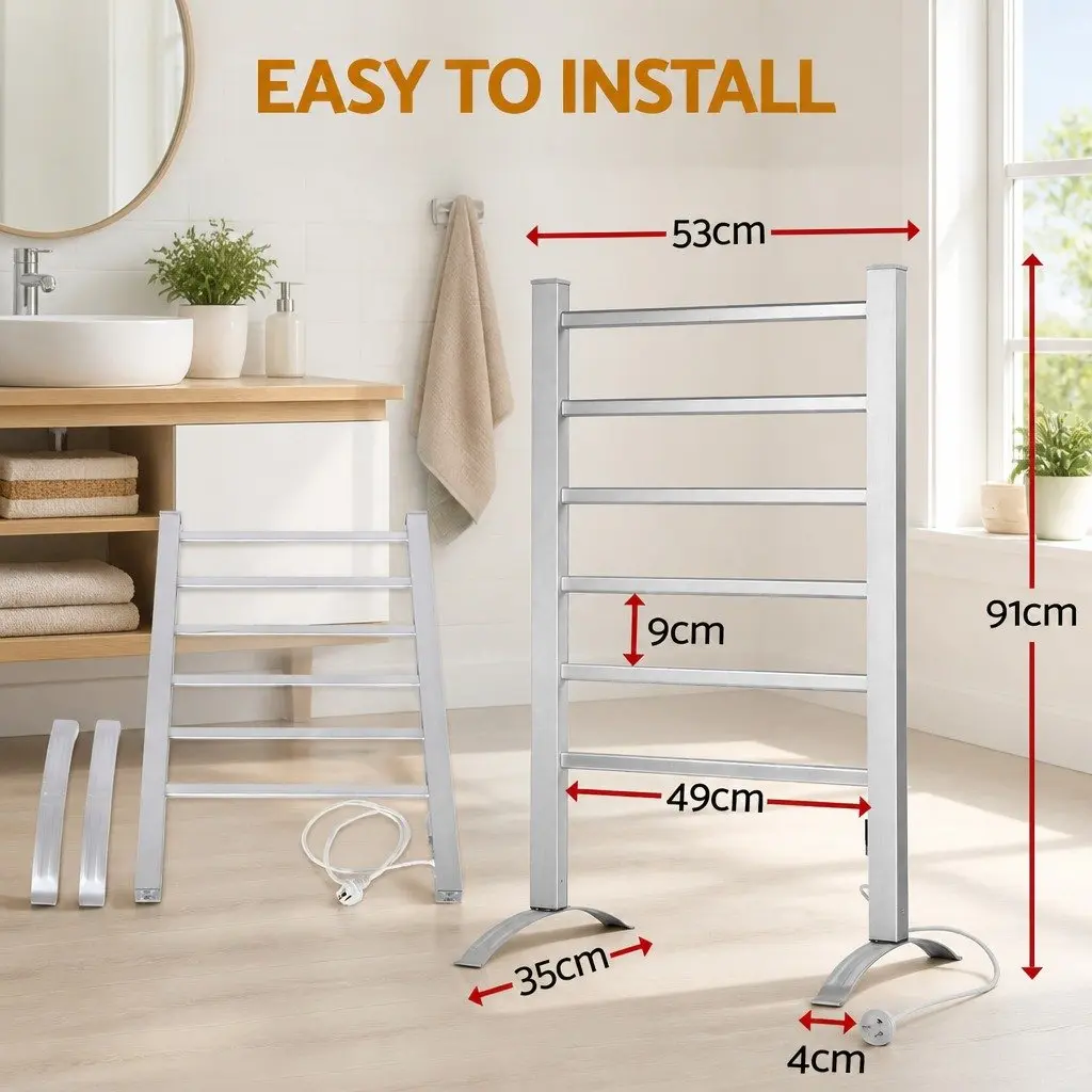 6-Bar Electric Heated Towel Rail Rack