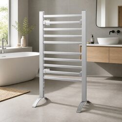 Premium Electric Heated Towel Rail 10 Bars in Silver