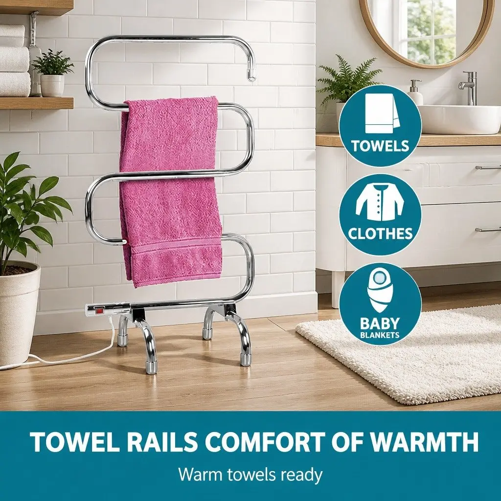 5-Bar Electric Heated Towel Rack for Drying Clothes