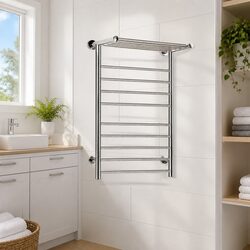 Wall Mounted 14 Bar Electric Towel Rail in Stainless Steel