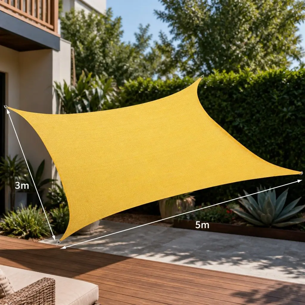 Rectangular Sun Shade Sail Canopy Outdoor Garden Patio UV Protection Breathable