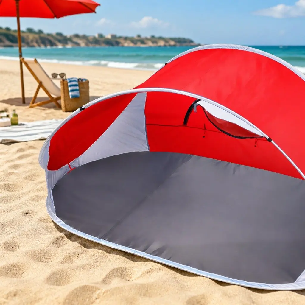 Pop Up Tent Polyester 220cm x 100cm x 120cm Blue Grey Red