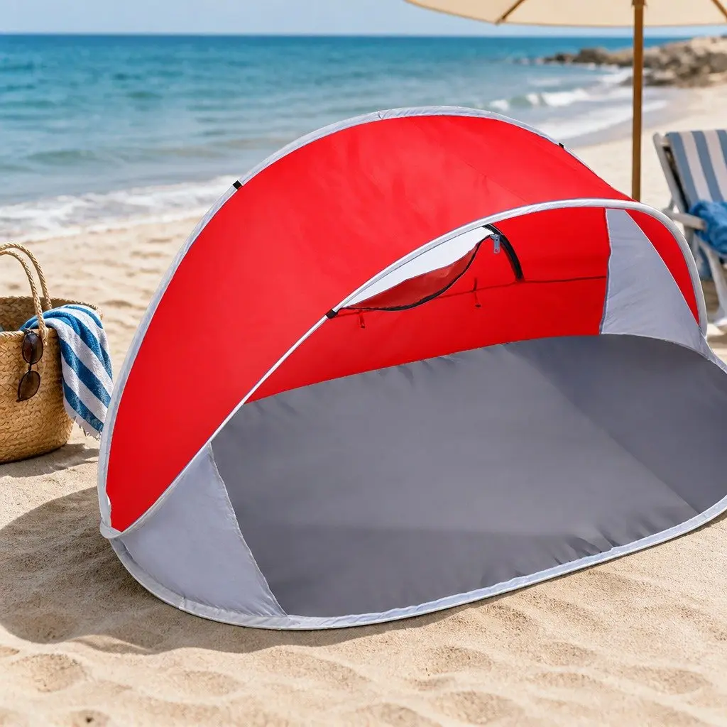 Pop Up Tent Polyester 220cm x 100cm x 120cm Blue Grey Red