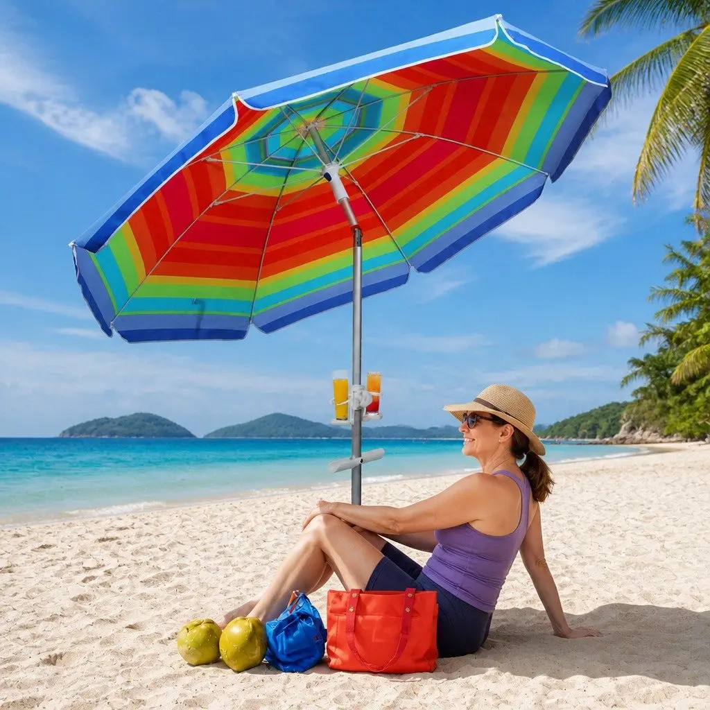 Beach Umbrella Polyester 2.2M Colorful Outdoor UV Protection