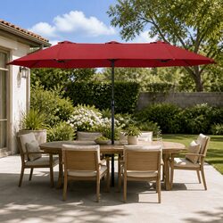 Sturdy 380cm Double-Sided Patio Umbrella for Outdoor Spaces