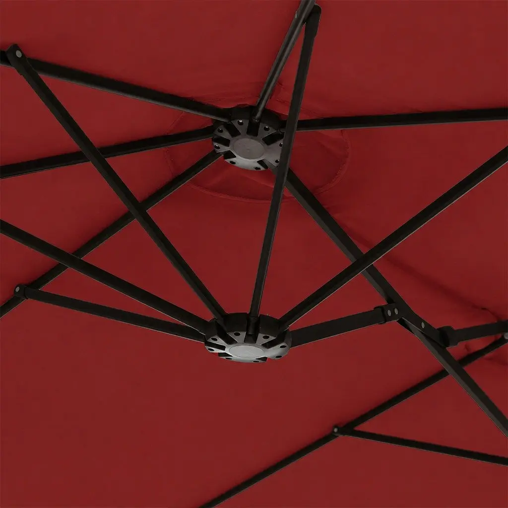 Patio Umbrella Polyester 380cm Red Double-Sided Shade Heavy-Duty Steel Frame