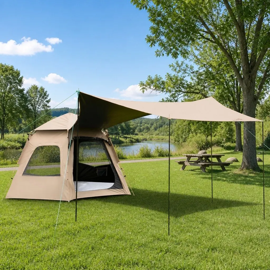 Camping Tent 420D Oxford Cloth 265cm x 240cm x 156cm Beige