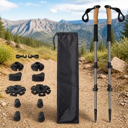 Trekking Poles Walking Sticks Hiking Adjustable Lightweight Collapsible 62-135cm
