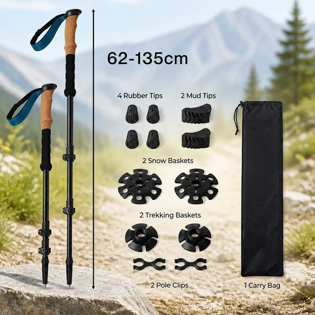 Adjustable Trekking Poles 62-135cm