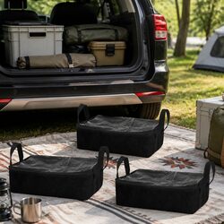 Canvas Storage Bag 3PCS Heavy Duty Camping Duffle Organiser Clear Top Zippers