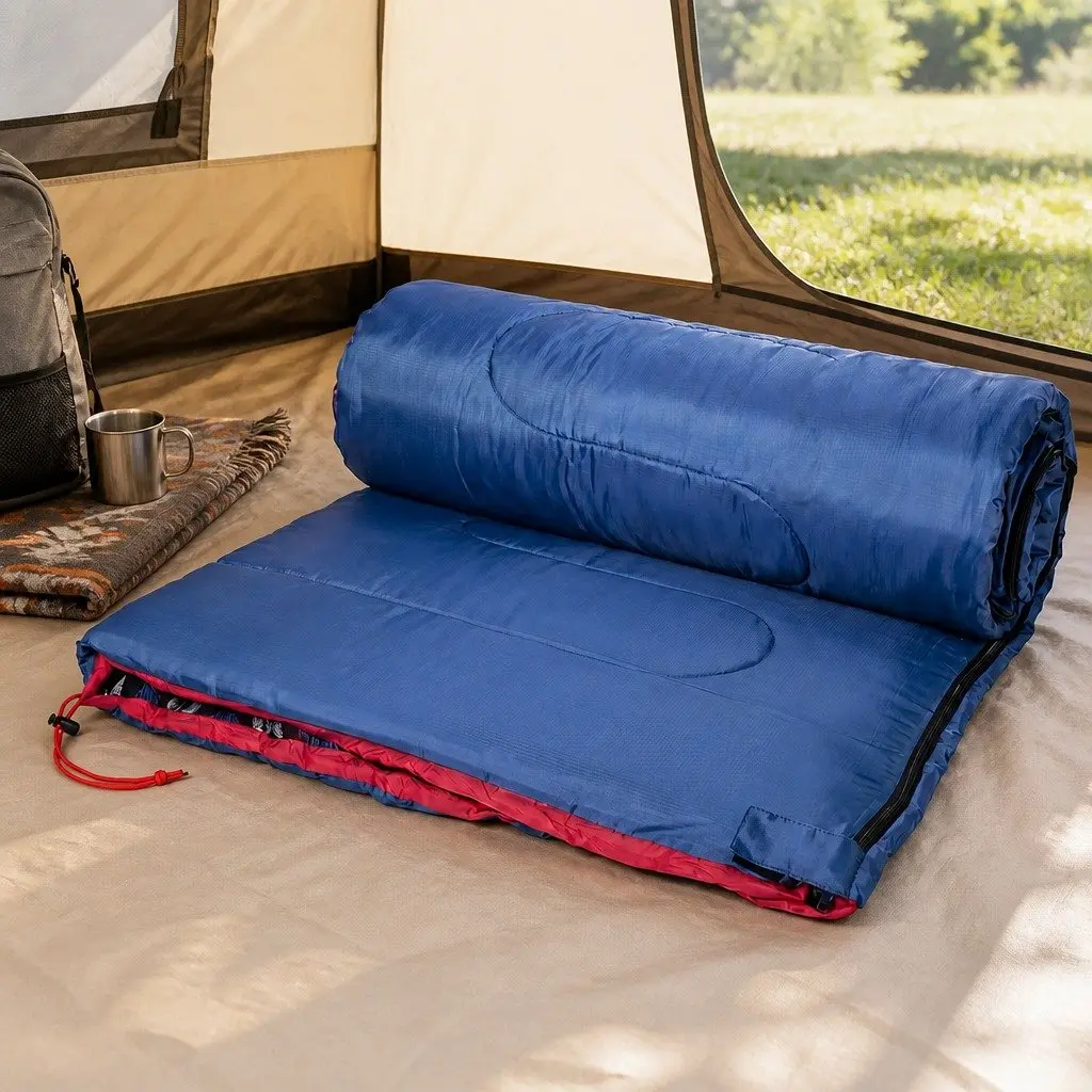Single Sleeping Bag Polyester 190cm x 84cm Blue