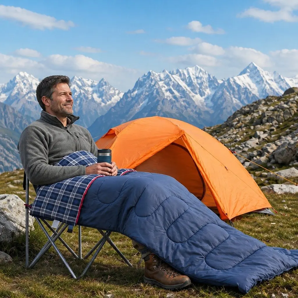 Single Sleeping Bag Polyester 190cm x 84cm Blue