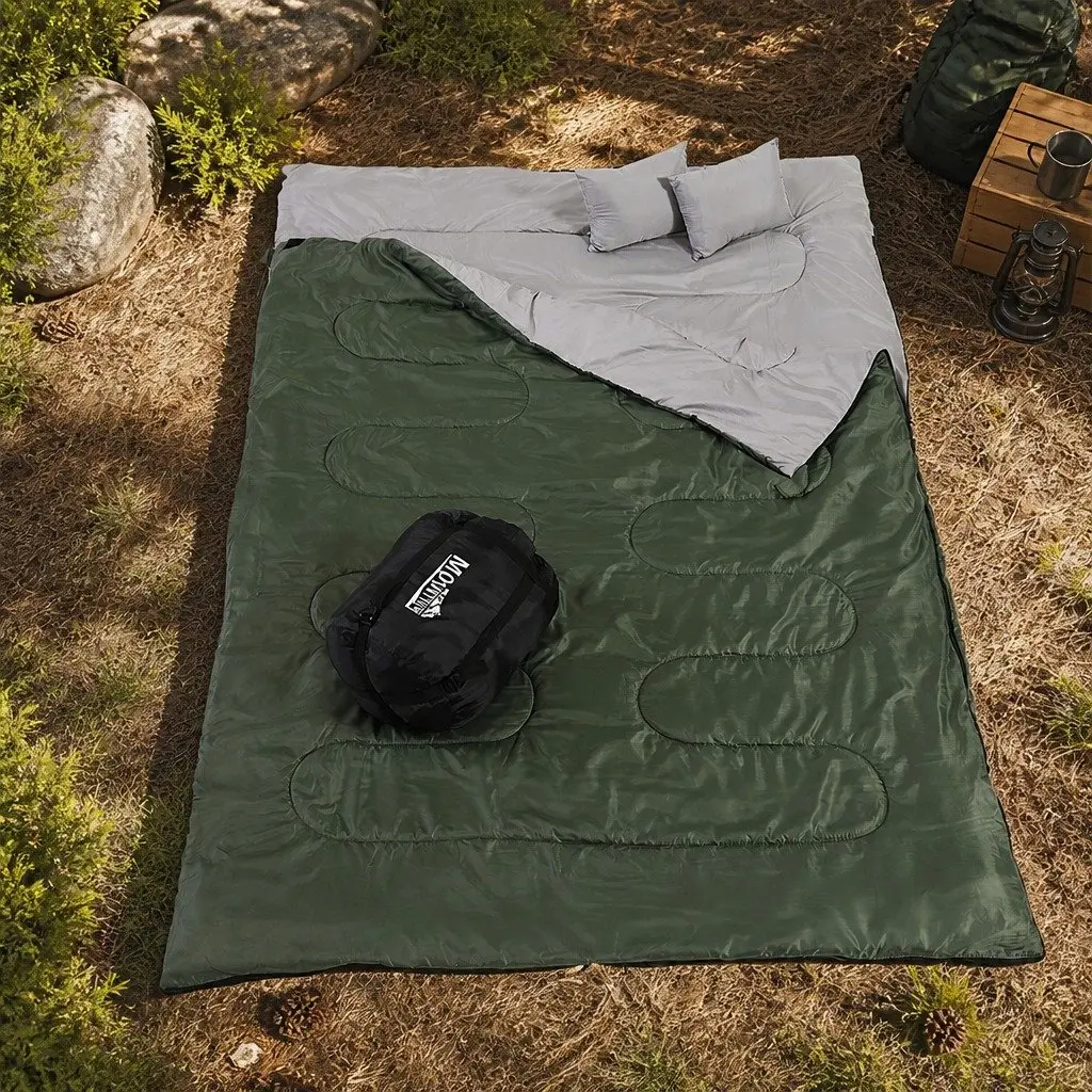 Double Sleeping Bag 220cm x 145cm Army Green