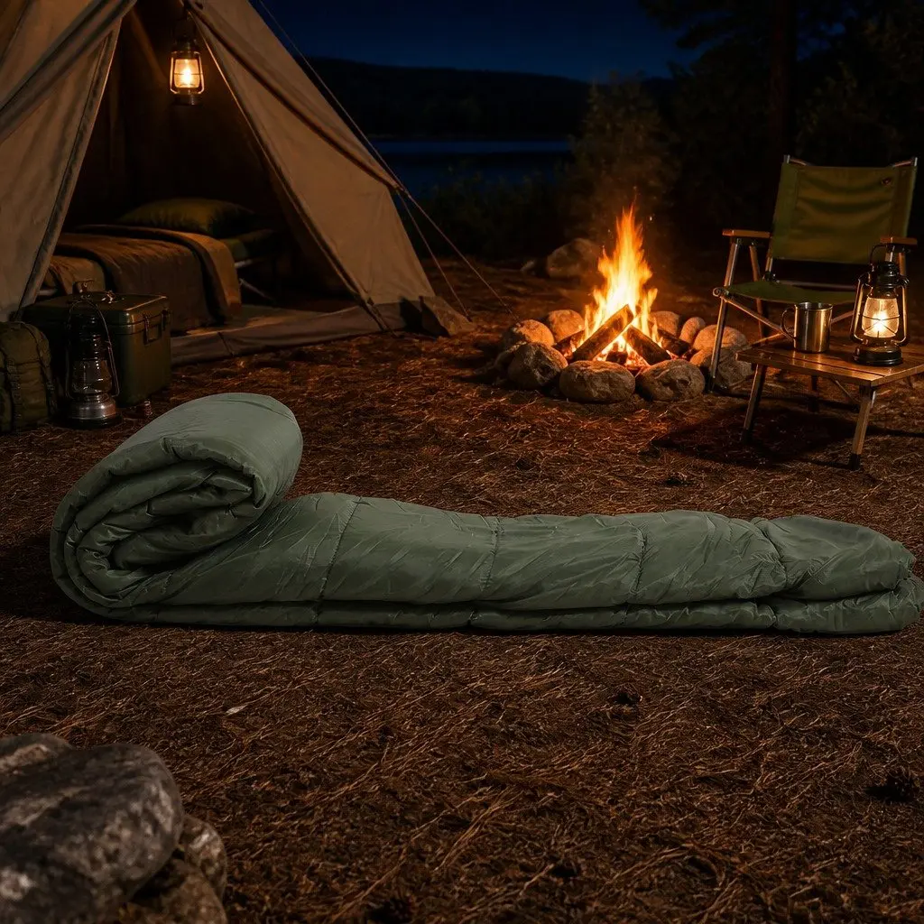 Double Sleeping Bag 220cm x 145cm Army Green