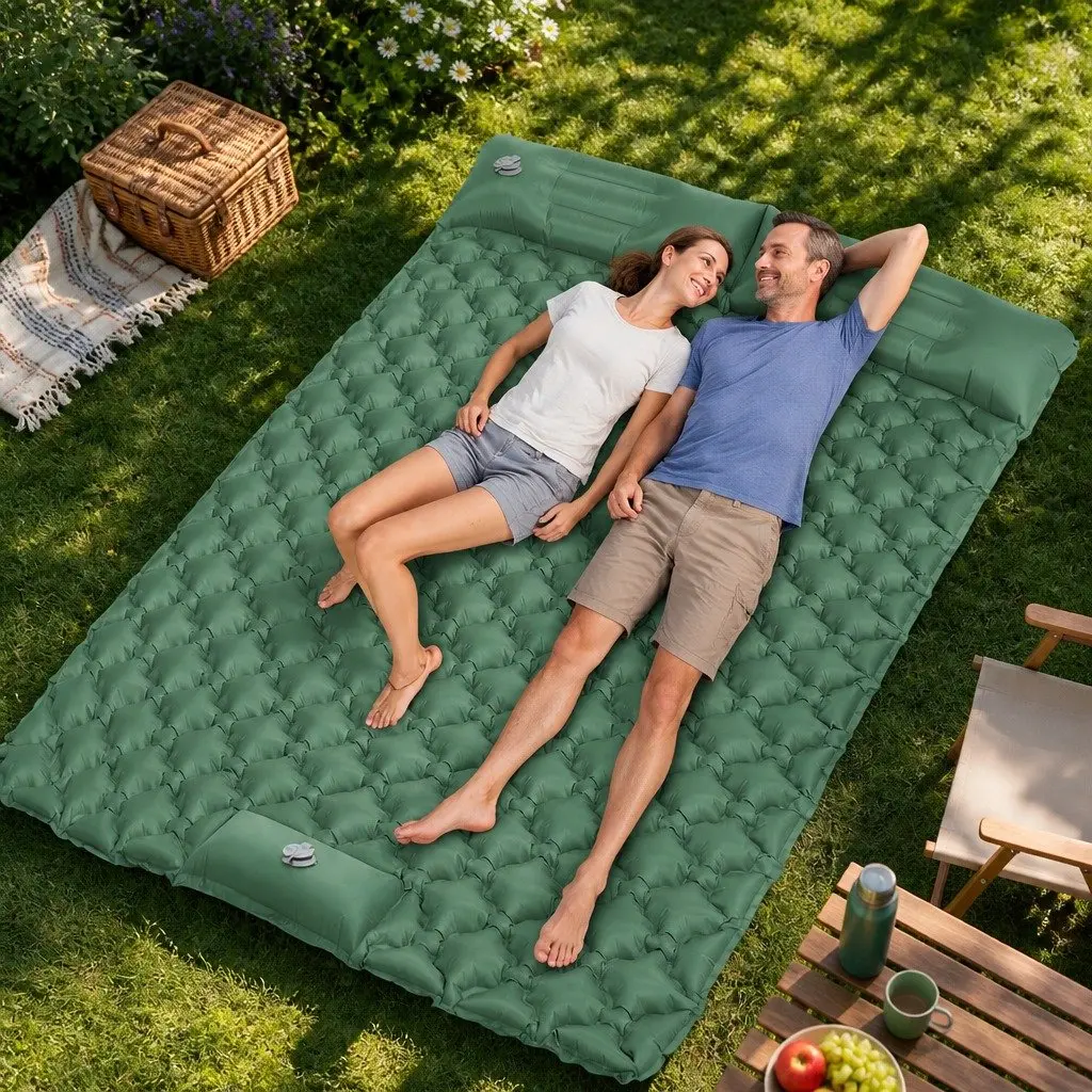 Inflatable Camping Sleeping Pad with Foot Pump