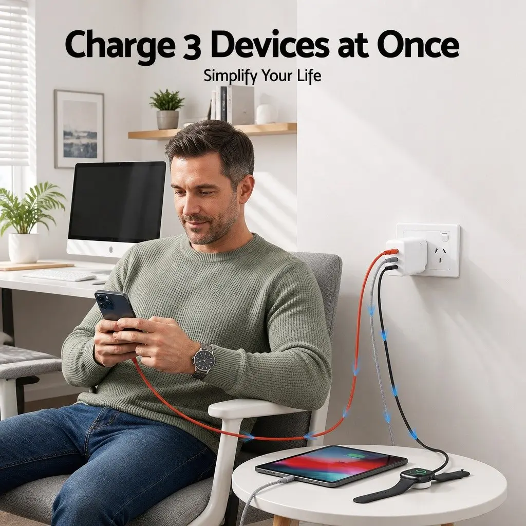 65W USB C Wall Charger with 3 Ports