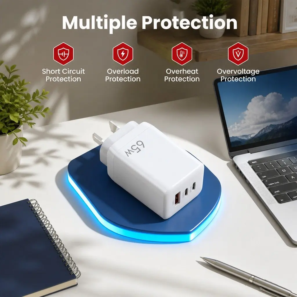 65W USB C Wall Charger with 3 Ports