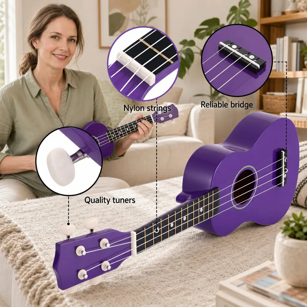 Soprano Ukulele Basswood 21 Inch Purple