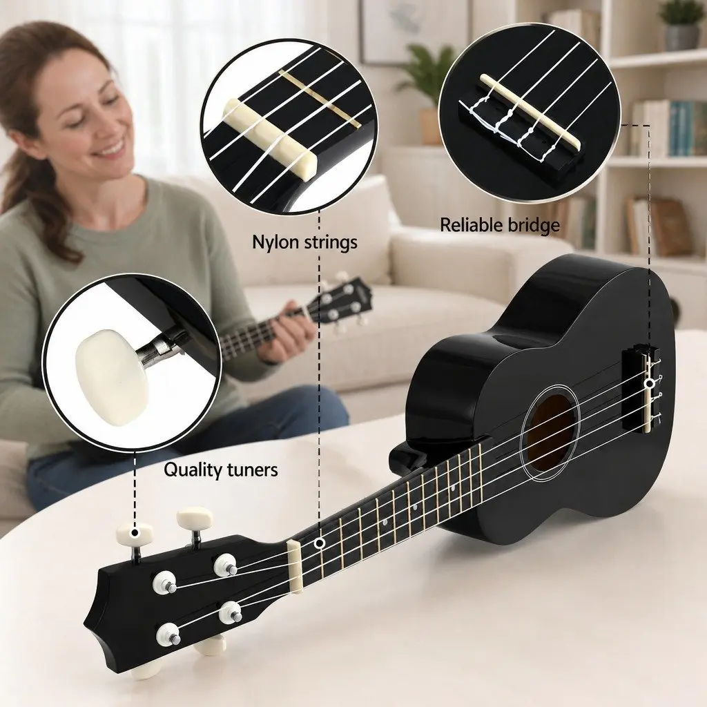21 Inch Ukulele with Nylon Strings and Carry Bag