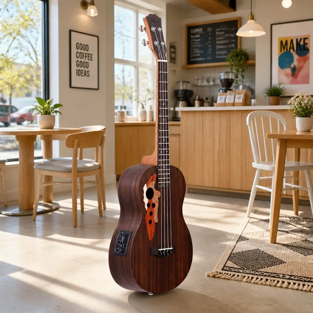 Ukulele 30 Inch Ebony Top 18 Frets Nylon Strings