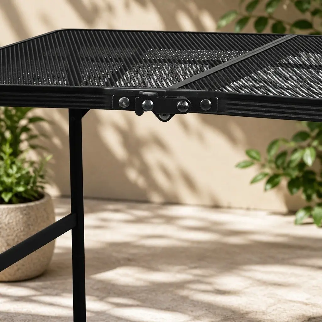 Folding Grill Table Aluminium Steel Mesh Black 90cm x 60cm x 40 70cm Portable BBQ Camping Outdoor Prep