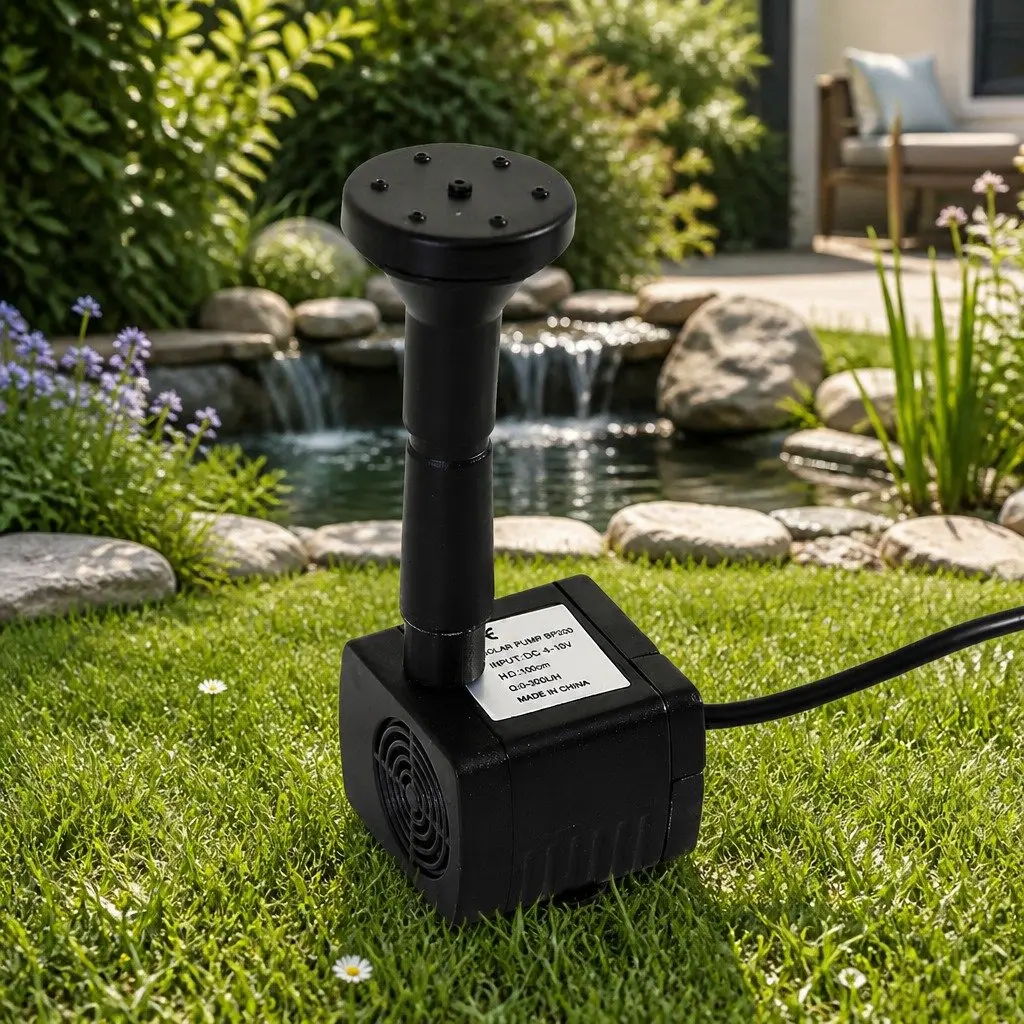 Solar Fountain Polycrystalline 5W Outdoor Water Feature 8 Nozzles Black