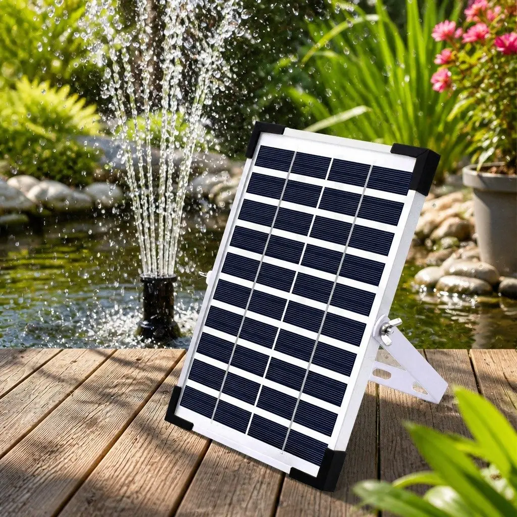 Solar Fountain Polycrystalline 5W Outdoor Water Feature 8 Nozzles Black