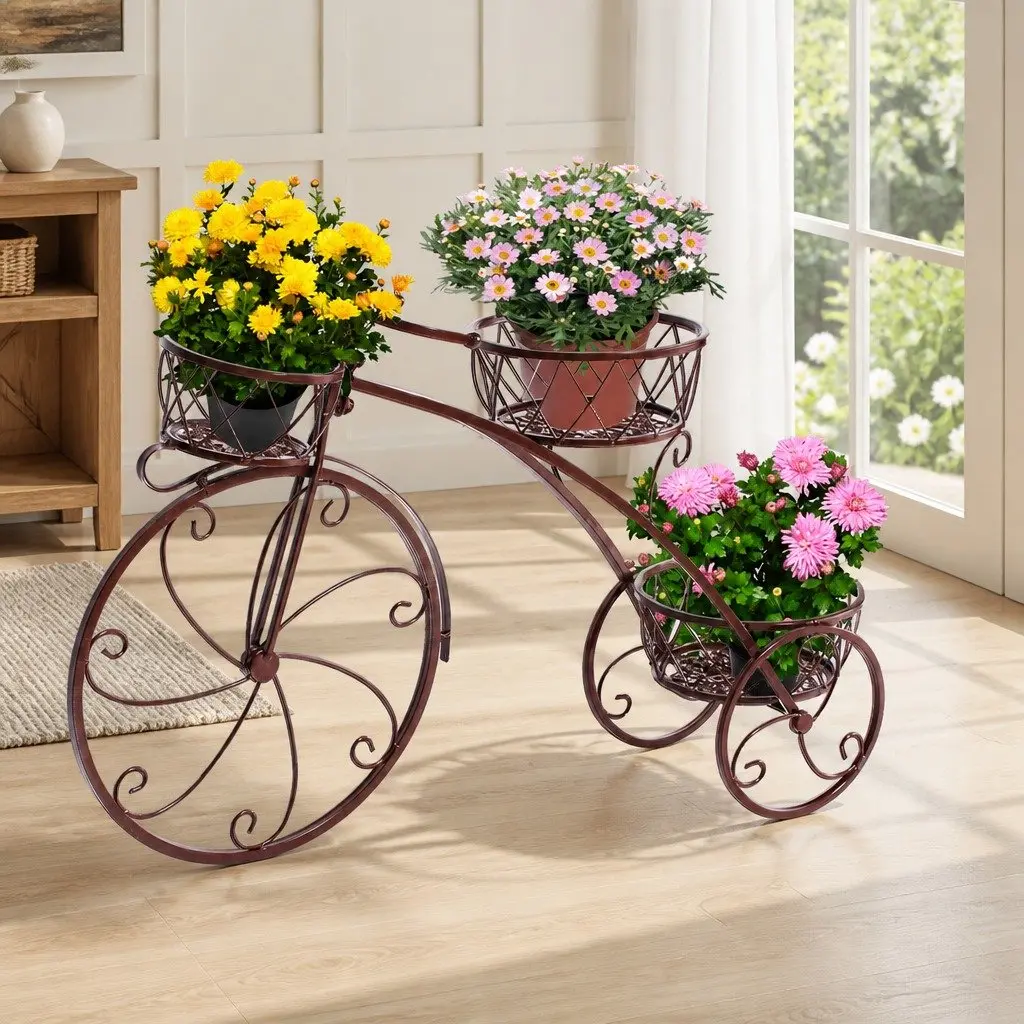 3-Tier Plant Stand Steel 78cm x 17cm x 52cm Bronze