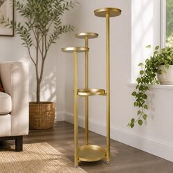 Large Gold Metal Plant Stand for Indoor and Outdoor Use