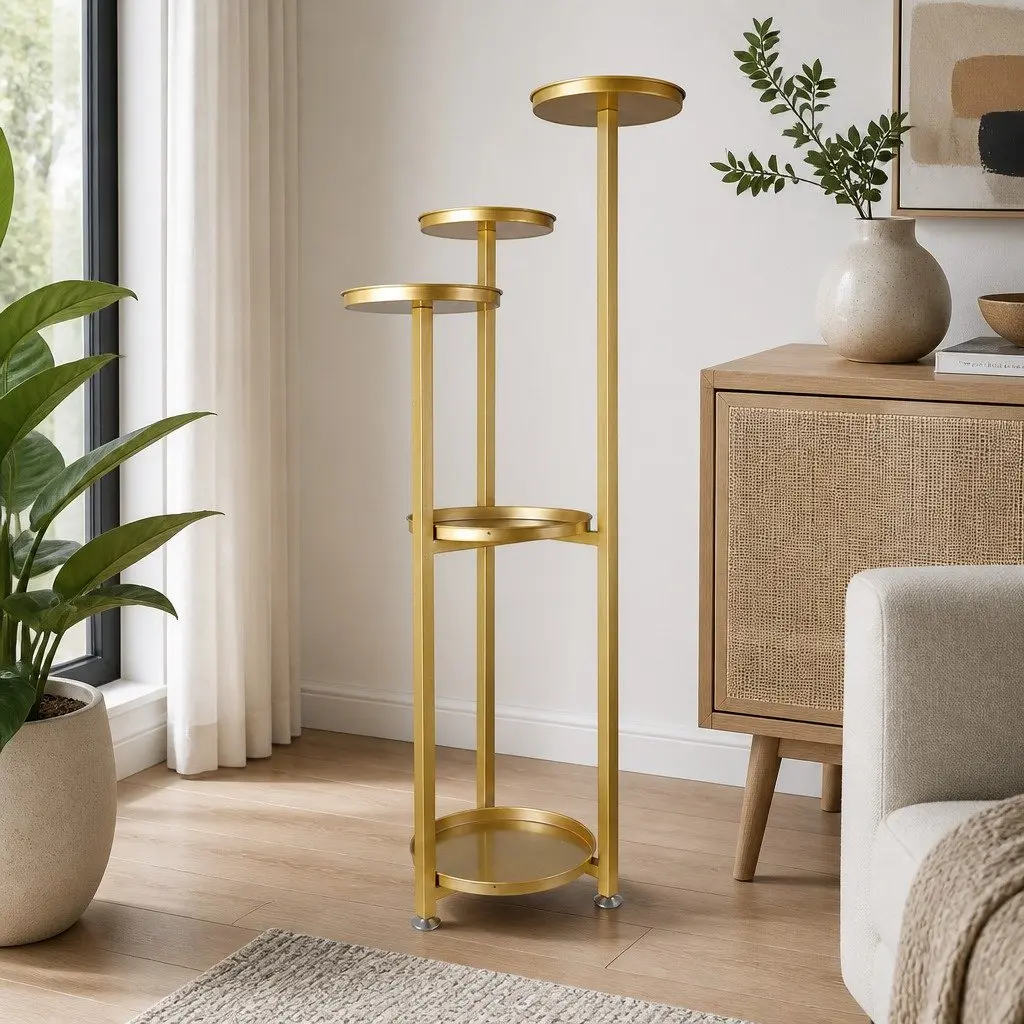 Metal 5-Tier Plant Stand for Indoor and Outdoor Use